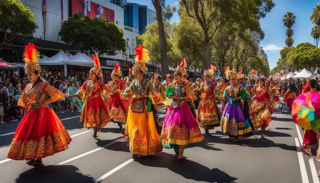 Cultural festivals on St Kilda Road Melbourne